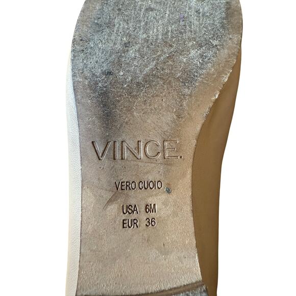 VINCE. Fawn Beige Leather Maxwell Round Toe Slip On Flats Size 6 - Picture 7 of 7